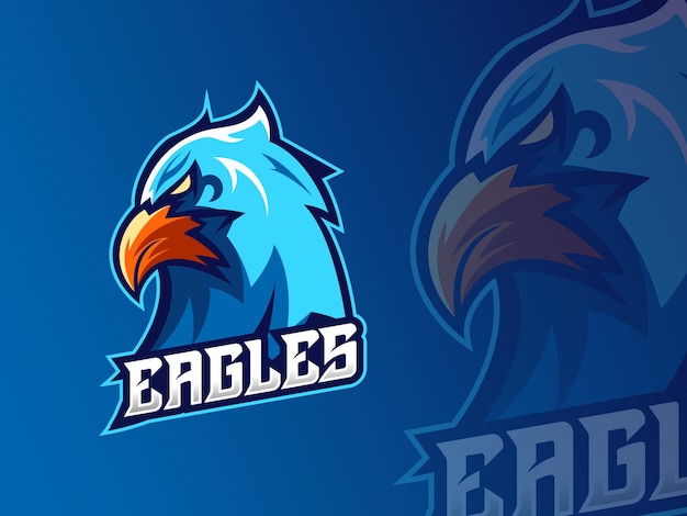 Blauwe adelaar illustratie voor mascotte logo