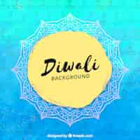 Gratis vector blauwe aquarel achtergrond van diwali