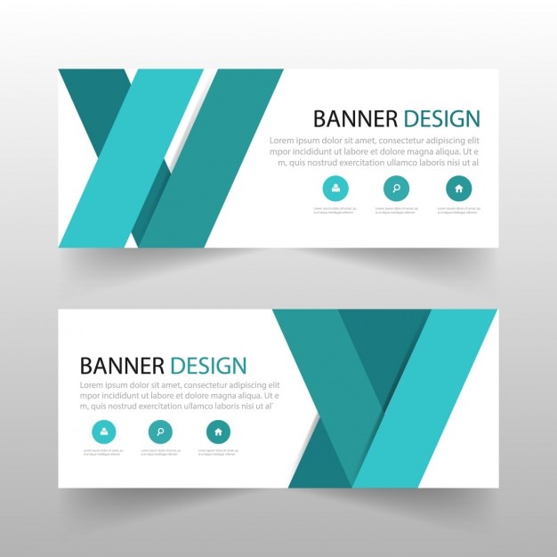 Gratis vector blauwe banner, geometrische linten