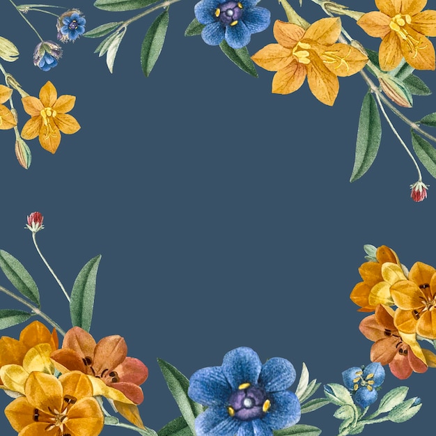 Blauwe bloemen frame achtergrond