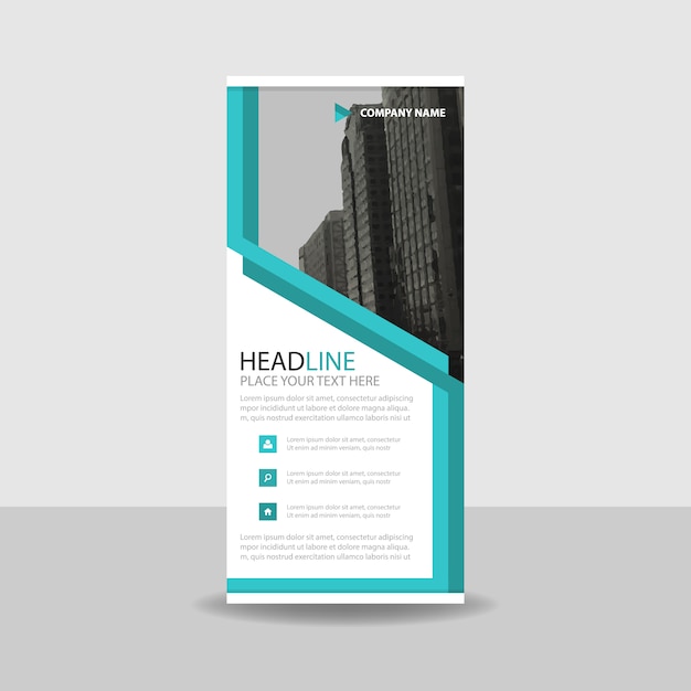 Blauwe creatieve roll-up banner sjabloon