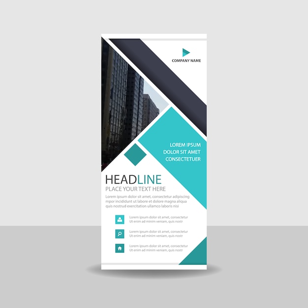 Blauwe creatieve roll-up banner sjabloon