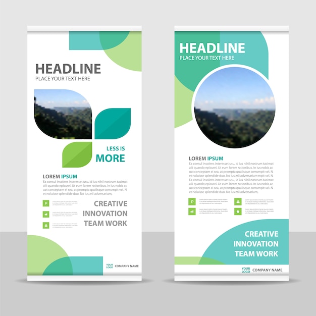 Blauwe creatieve roll-up banner sjabloon