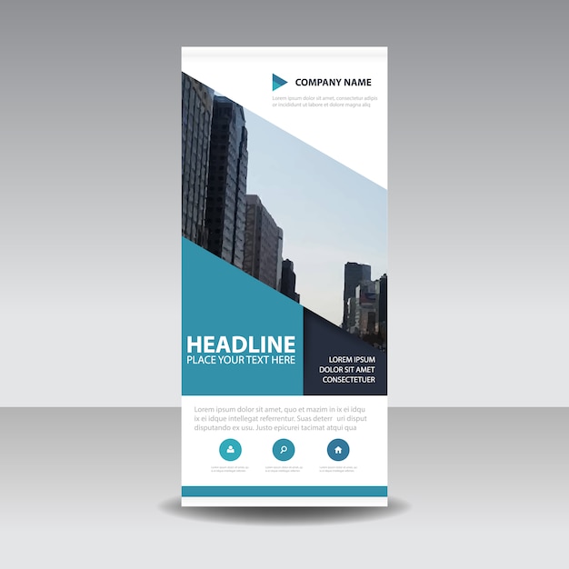 Blauwe creatieve roll-up banner sjabloon