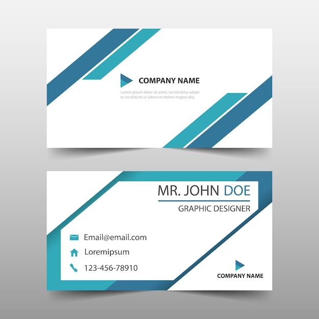 Blauwe driehoek corporate business card template