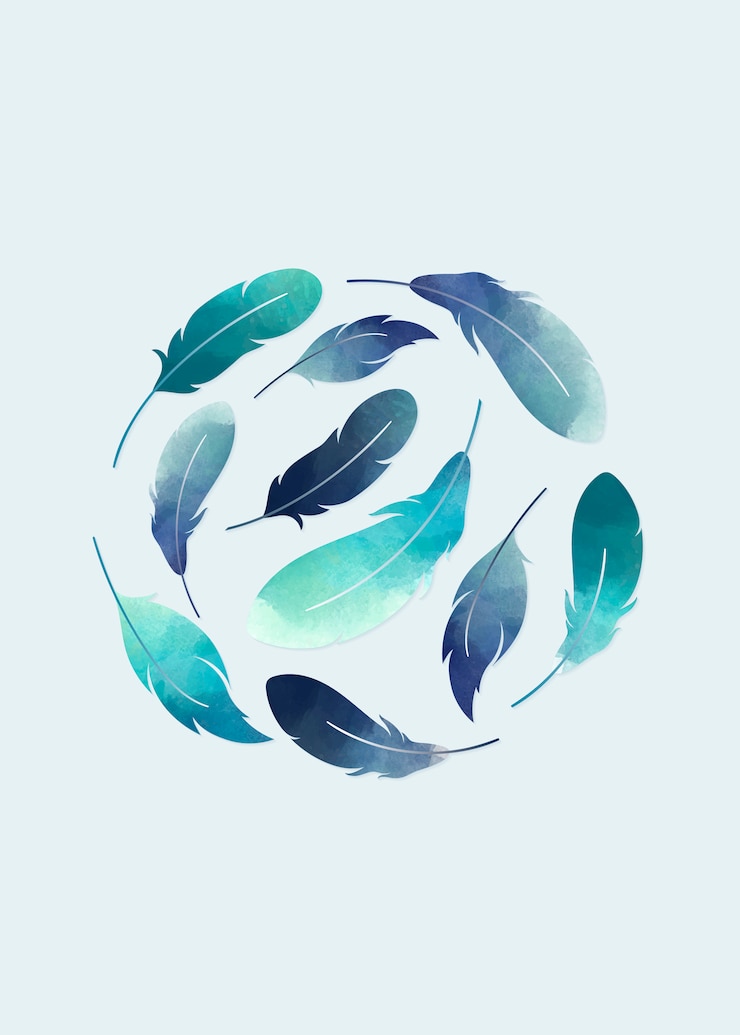 Gratis Vector blauwe drijvende veren