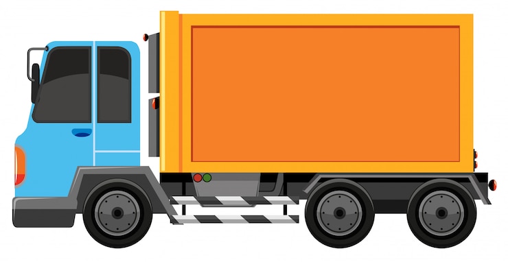 Gratis Vector blauwe en oranje vrachtwagen geïsoleerd