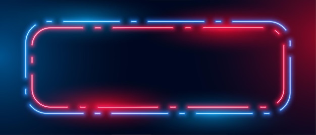 Gratis vector blauwe en rode neon licht frame vak achtergrond