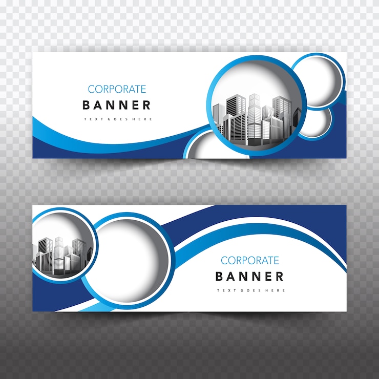 Gratis Vector blauwe en witte bedrijfsbanner