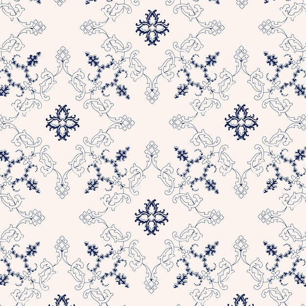 Blauwe en witte vector vintage bloemen achtergrondafbeelding