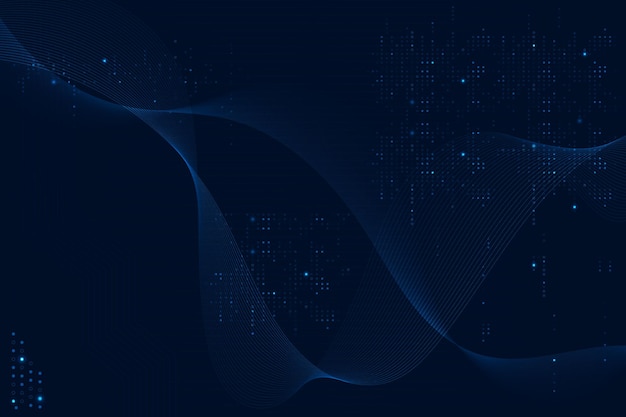 Blauwe futuristische golvenachtergrond met computercodetechnologie