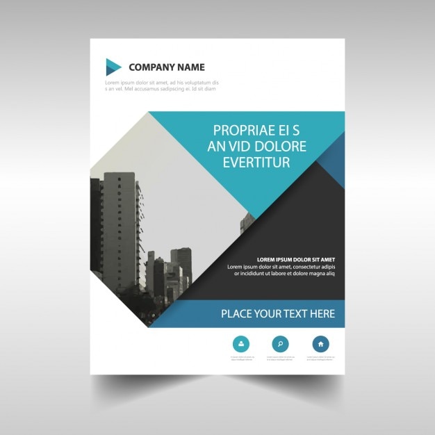 Gratis vector blauwe geometrische corporate brochure template