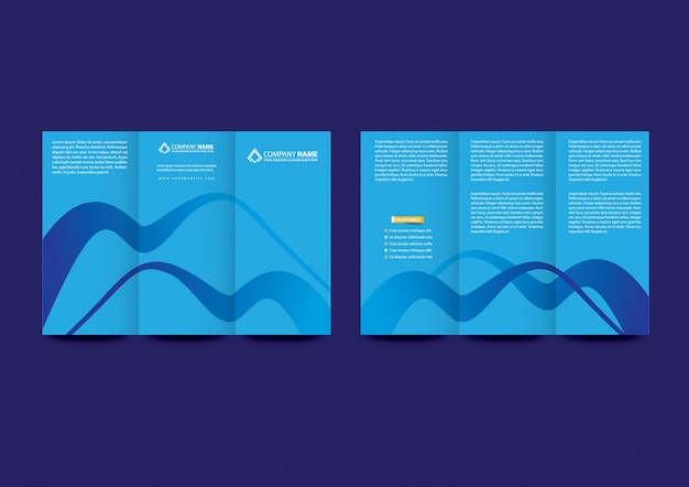 Gratis vector blauwe golven business brochure