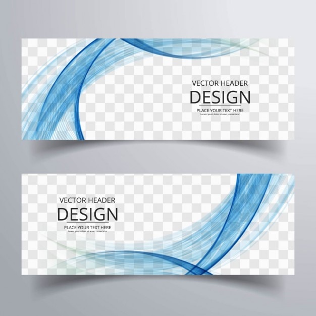 Gratis vector blauwe golvende banners