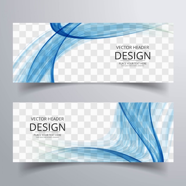 Gratis vector blauwe golvende banners