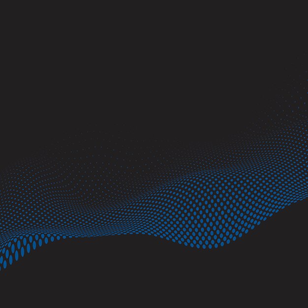 Blauwe golvende halftone zwarte vector als achtergrond
