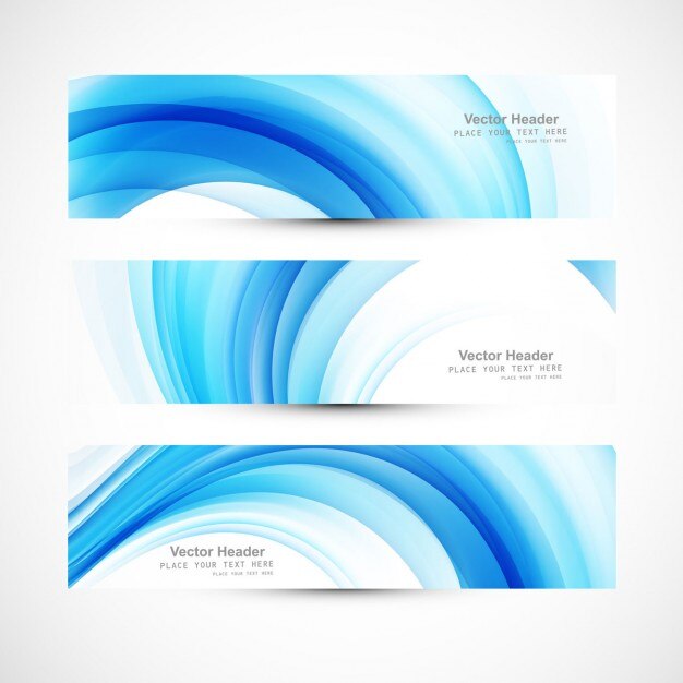 Blauwe golvende headers