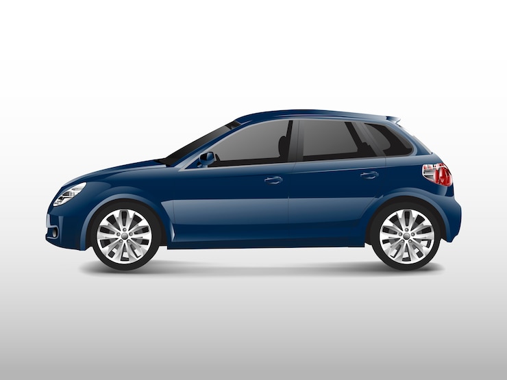 Gratis Vector blauwe hatchback geïsoleerd op witte vector