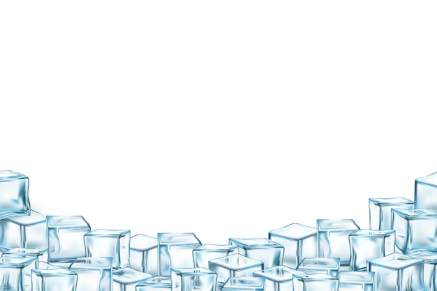 Gratis vector blauwe ijsblokjes op witte achtergrond koud bevroren water in vierkante vorm realistische kristallen blokstukken voor cocktails koelkast