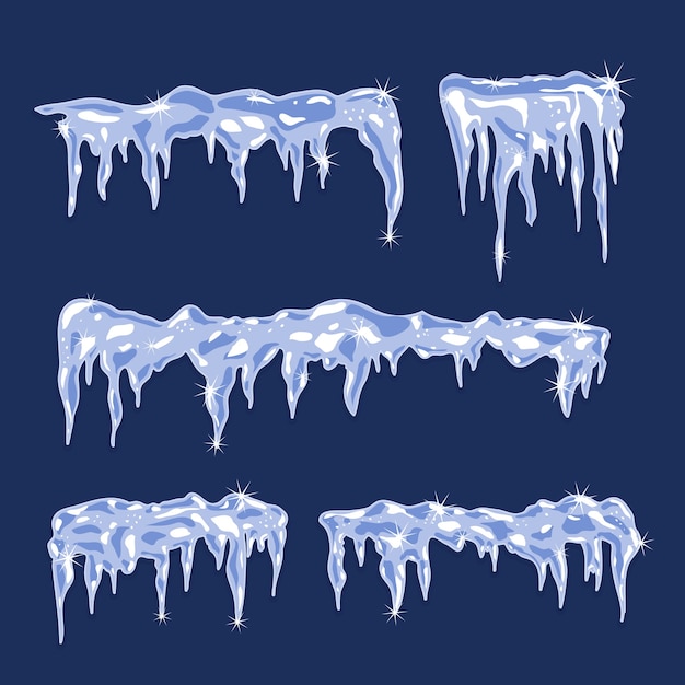 Blauwe ijskappen met ijspegels vectorillustratie