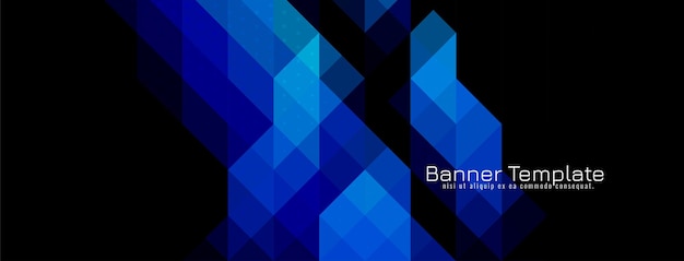 Blauwe kleur geometrische driehoekige mozaïek patroon banner ontwerp vector