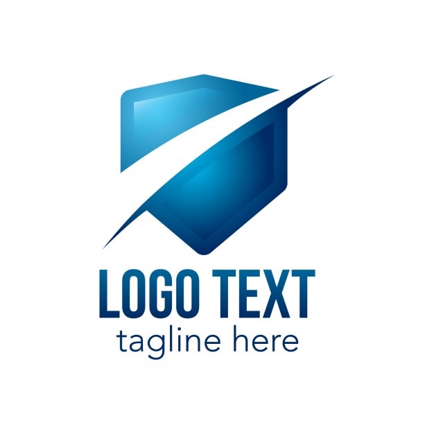 Gratis vector blauwe logo met schild vorm