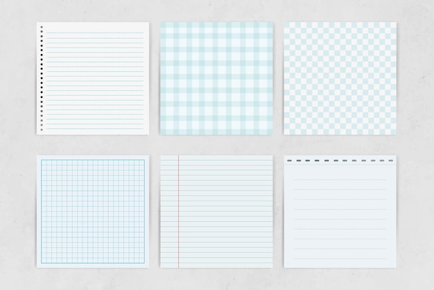 Blauwe notitie papier collectie vector