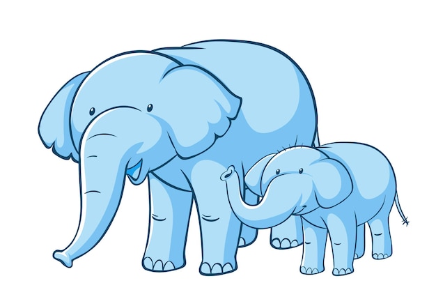 Gratis vector blauwe olifant op witte achtergrond