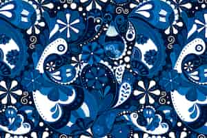 Gratis vector blauwe paisley patroon achtergrond, indiase bloemsierkunst vector