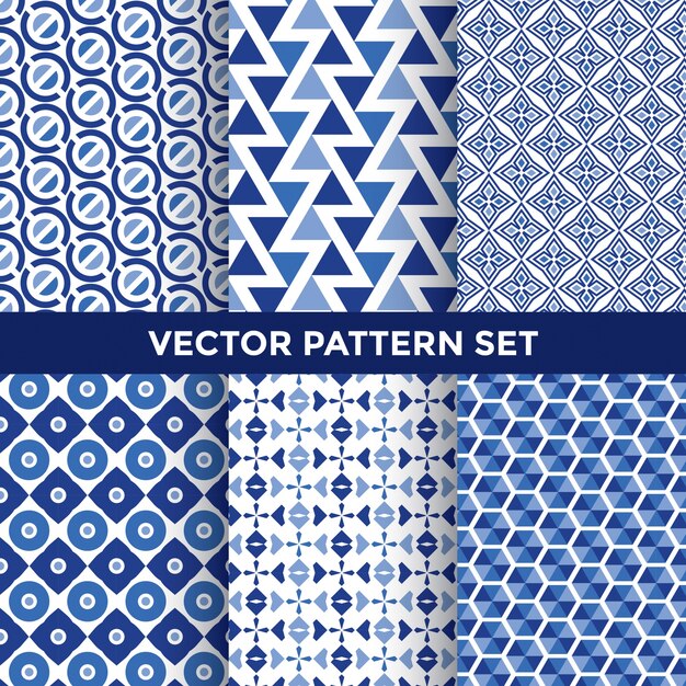 Blauwe patroon set