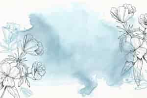 Gratis vector blauwe poeder pastel met hand getrokken bloemen achtergrond