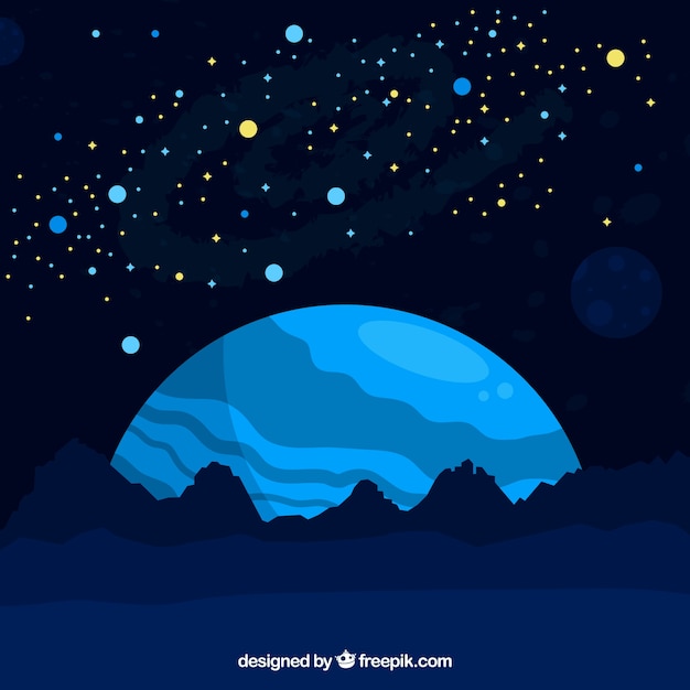 Gratis vector blauwe ruimte landschap achtergrond