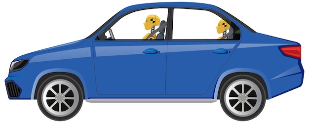 Gratis vector blauwe sedan auto geïsoleerd op witte achtergrond