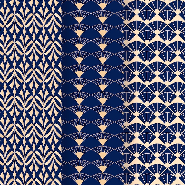 Blauwe tinten van art deco naadloos patroon
