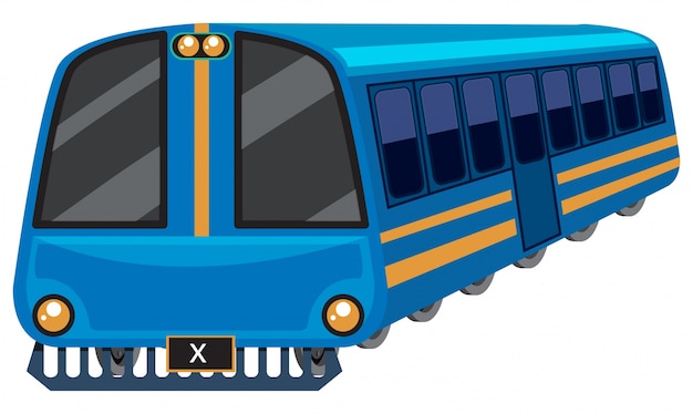 Gratis vector blauwe trein op witte achtergrond