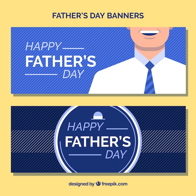 Gratis vector blauwe vaders dag banners