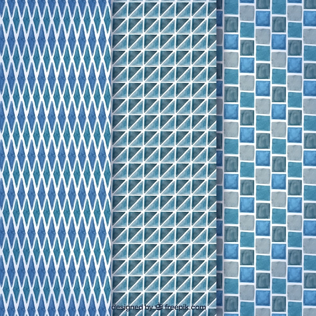 Blauwe verzameling van gemetrische patronen