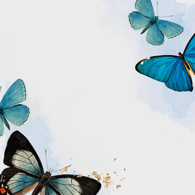 Gratis vector blauwe vlinders patroon achtergrond vector