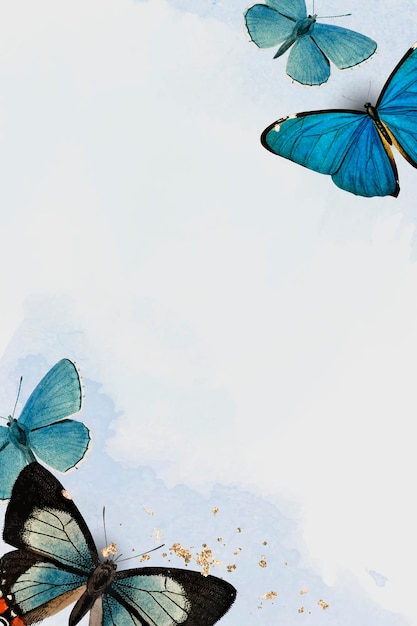 Blauwe vlinders patroon achtergrond vector
