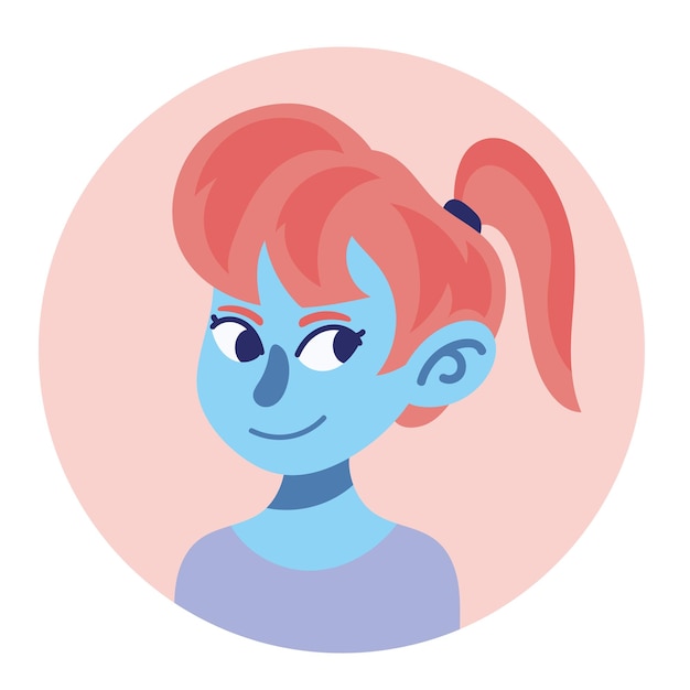 Gratis vector blauwe vrouw met roze haar