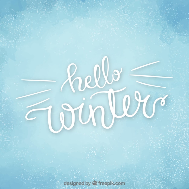 Gratis vector blauwe waterverfachtergrond hallo winter