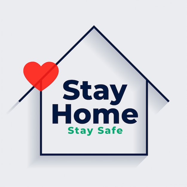 Blijf thuis en veilig met huis en hartsymbool