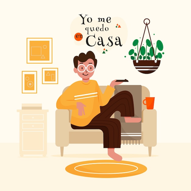 Blijf thuis illustratie concept