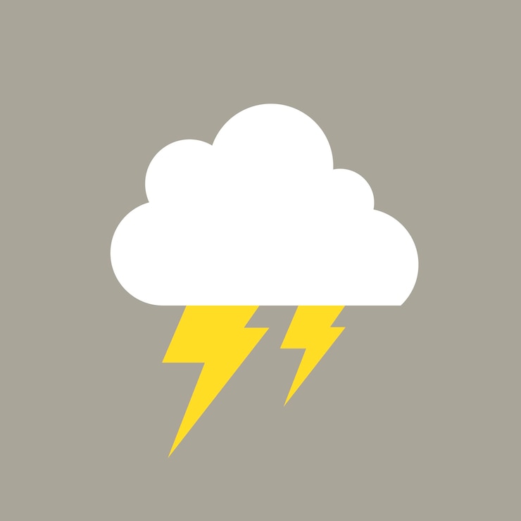 Gratis Vector bliksemelement, schattige weer clipart vector op grijze achtergrond