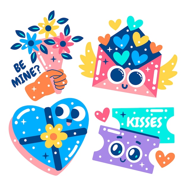 Gratis vector blitse flirtstickerscollectie