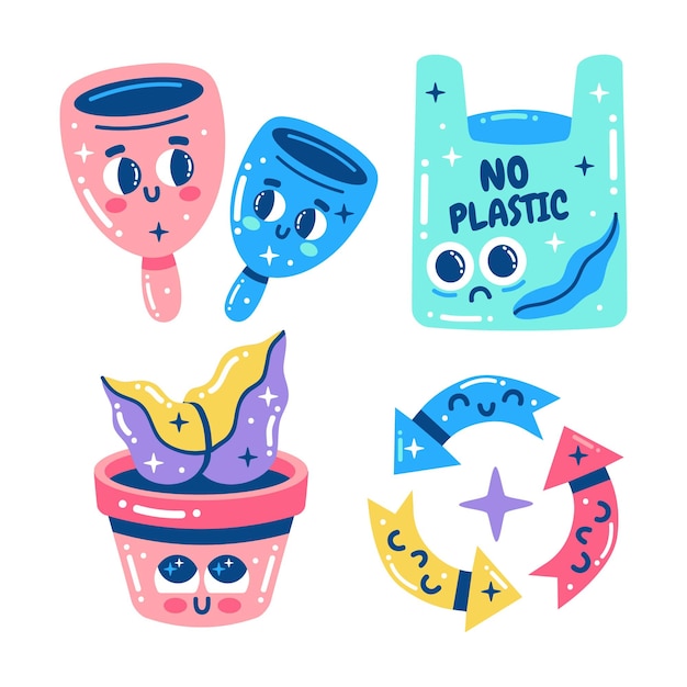 Gratis vector blitse save the earth-stickercollectie