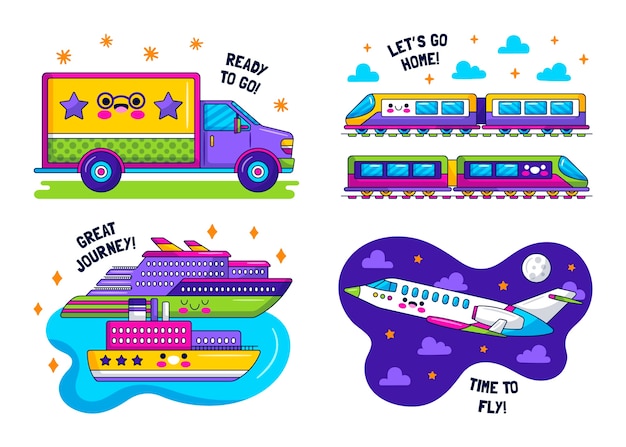 Gratis vector blitse transportstickers set