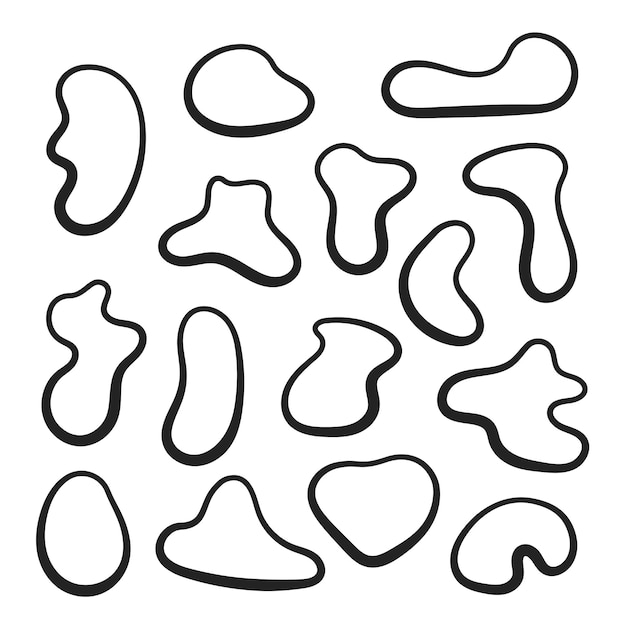 Gratis vector blobs instellen overzicht hand getrokken