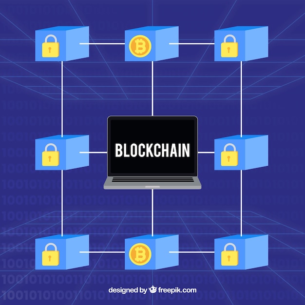 Gratis vector blockchain-conceptenachtergrond