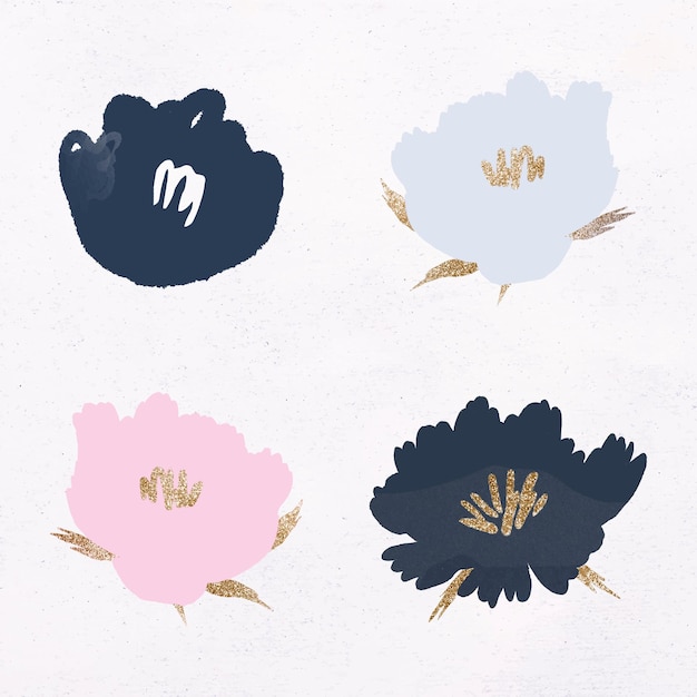 Gratis vector bloeiende bloem vector bloemen illustratie set